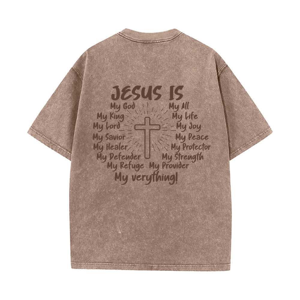 Christianartworkshop Camiseta extragrande lavada con estampado de la cruz en la espalda de Jesús - image 10