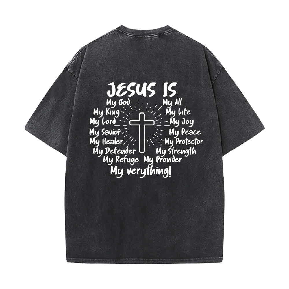Christianartworkshop Camiseta extragrande lavada con estampado de la cruz en la espalda de Jesús - image 1