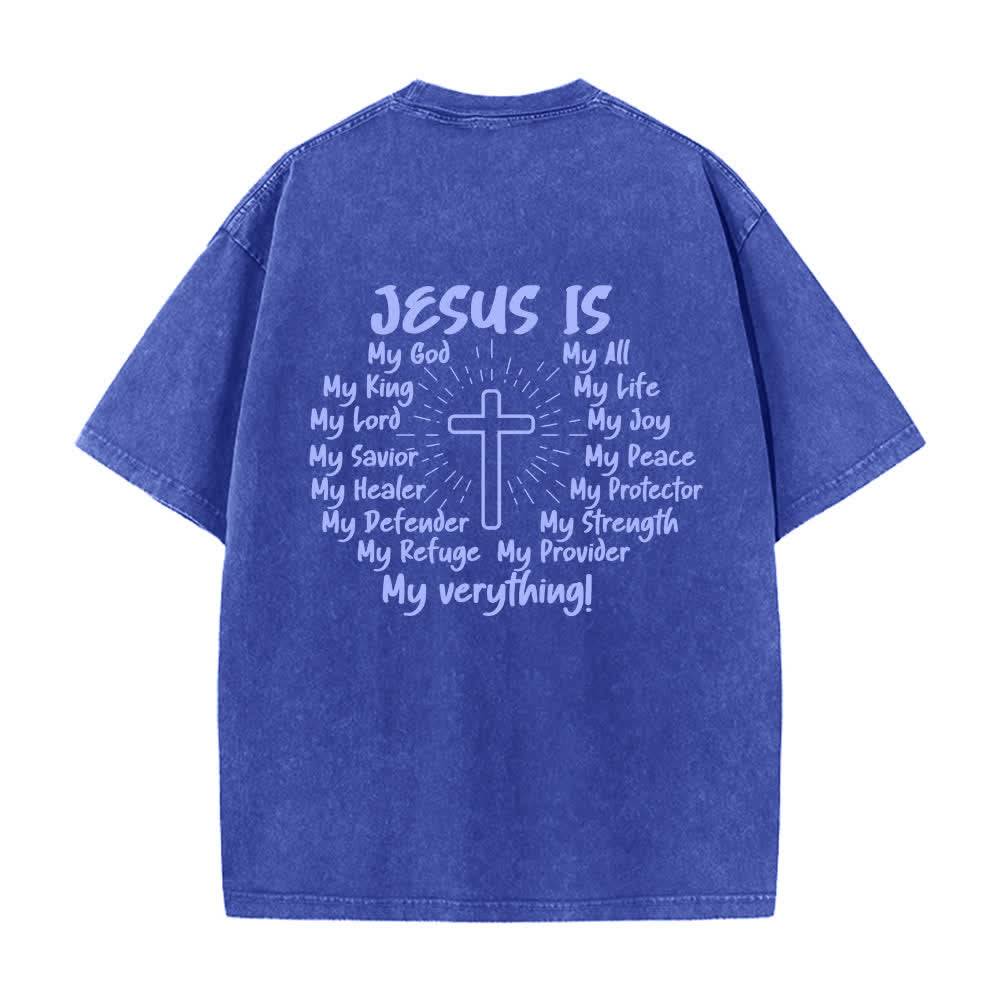 Christianartworkshop Camiseta extragrande lavada con estampado de la cruz en la espalda de Jesús - image 19