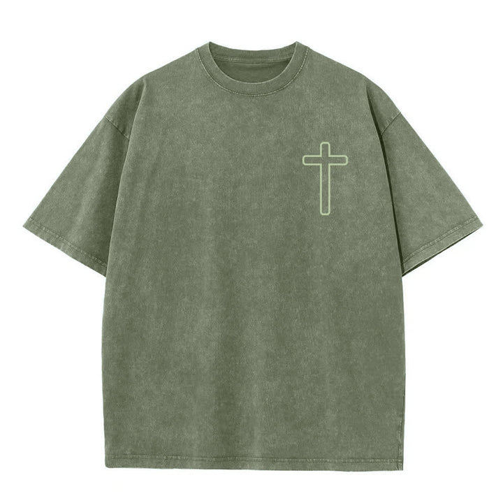 Christianartworkshop Camiseta extragrande lavada con estampado de la cruz en la espalda de Jesús - image 5
