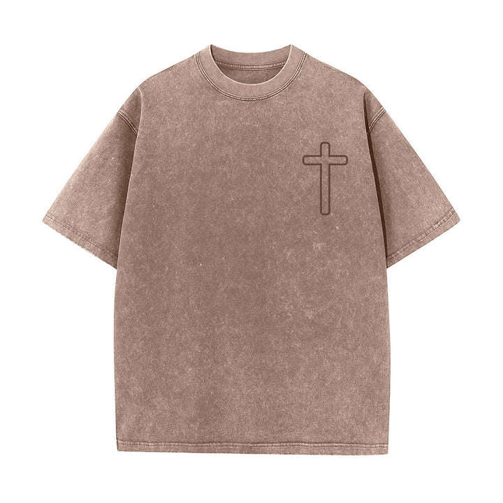 Christianartworkshop Camiseta extragrande lavada con estampado de la cruz en la espalda de Jesús - image 11