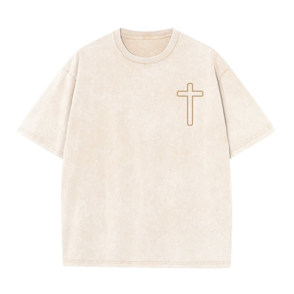 Christianartworkshop Camiseta extragrande lavada con estampado de la cruz en la espalda de Jesús - image 8