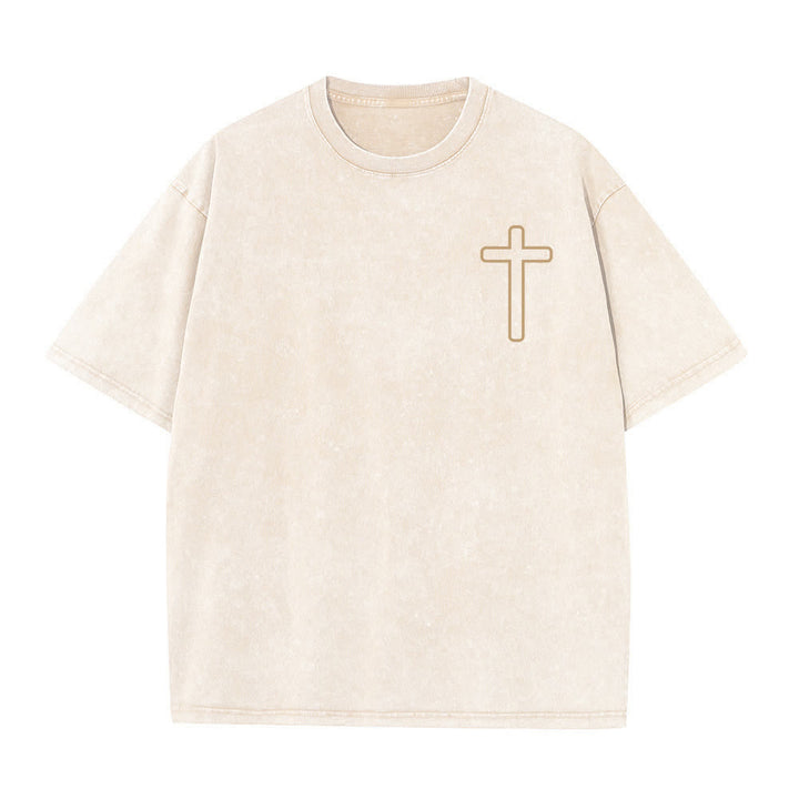 Christianartworkshop Camiseta extragrande lavada con estampado de la cruz en la espalda de Jesús - image 8