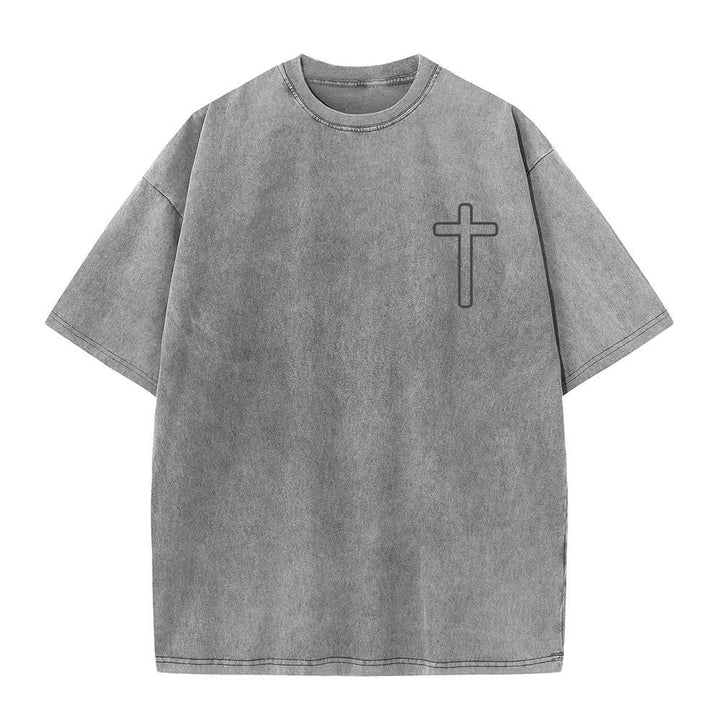 Christianartworkshop Camiseta extragrande lavada con estampado de la cruz en la espalda de Jesús - image 14