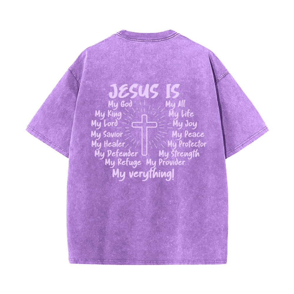 Christianartworkshop Camiseta extragrande lavada con estampado de la cruz en la espalda de Jesús - image 22