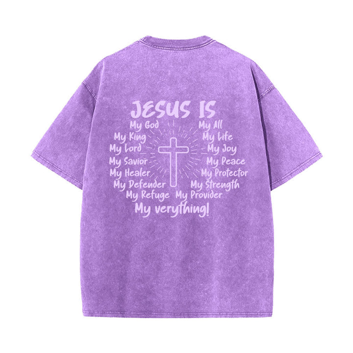 Christianartworkshop Camiseta extragrande lavada con estampado de la cruz en la espalda de Jesús - image 22