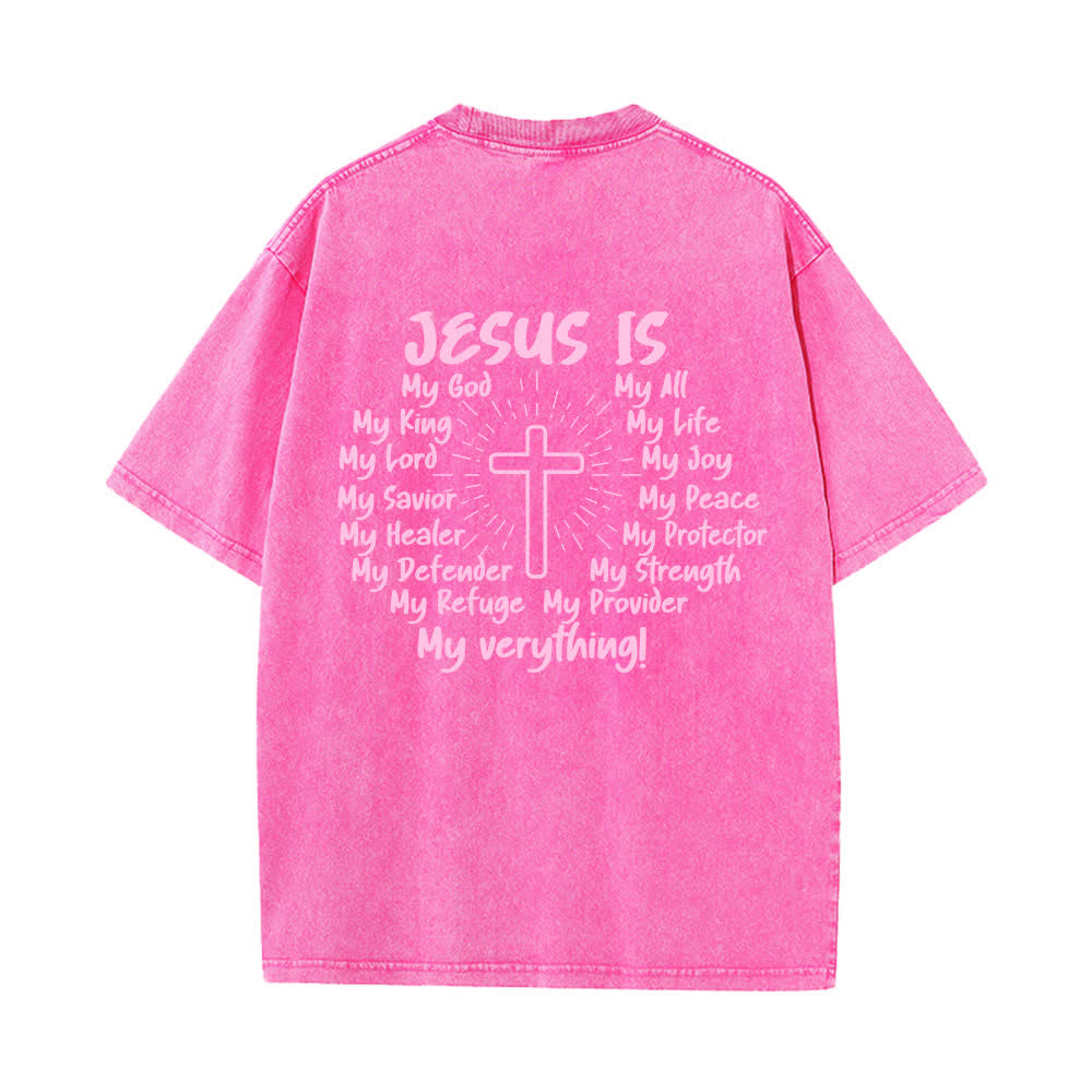 Christianartworkshop Camiseta extragrande lavada con estampado de la cruz en la espalda de Jesús - image 25