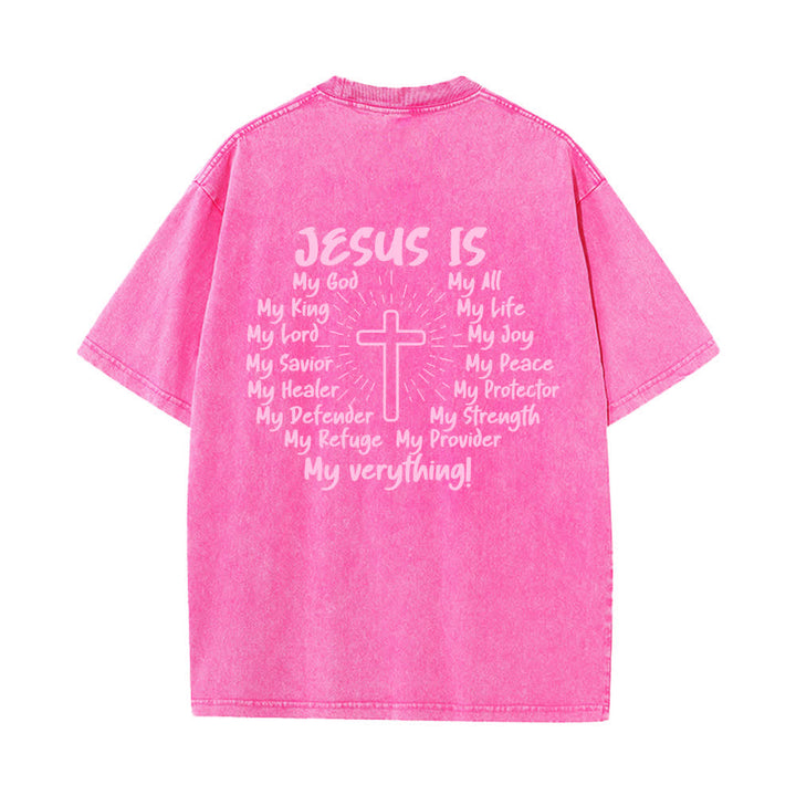 Christianartworkshop Camiseta extragrande lavada con estampado de la cruz en la espalda de Jesús - image 25