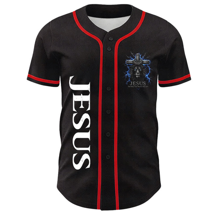 Camiseta de béisbol negra con el rayo de Jesús de Christianartworkshop - image 11
