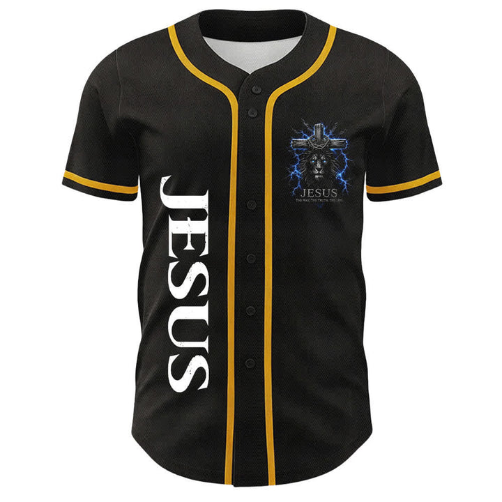 Camiseta de béisbol negra con el rayo de Jesús de Christianartworkshop - image 5