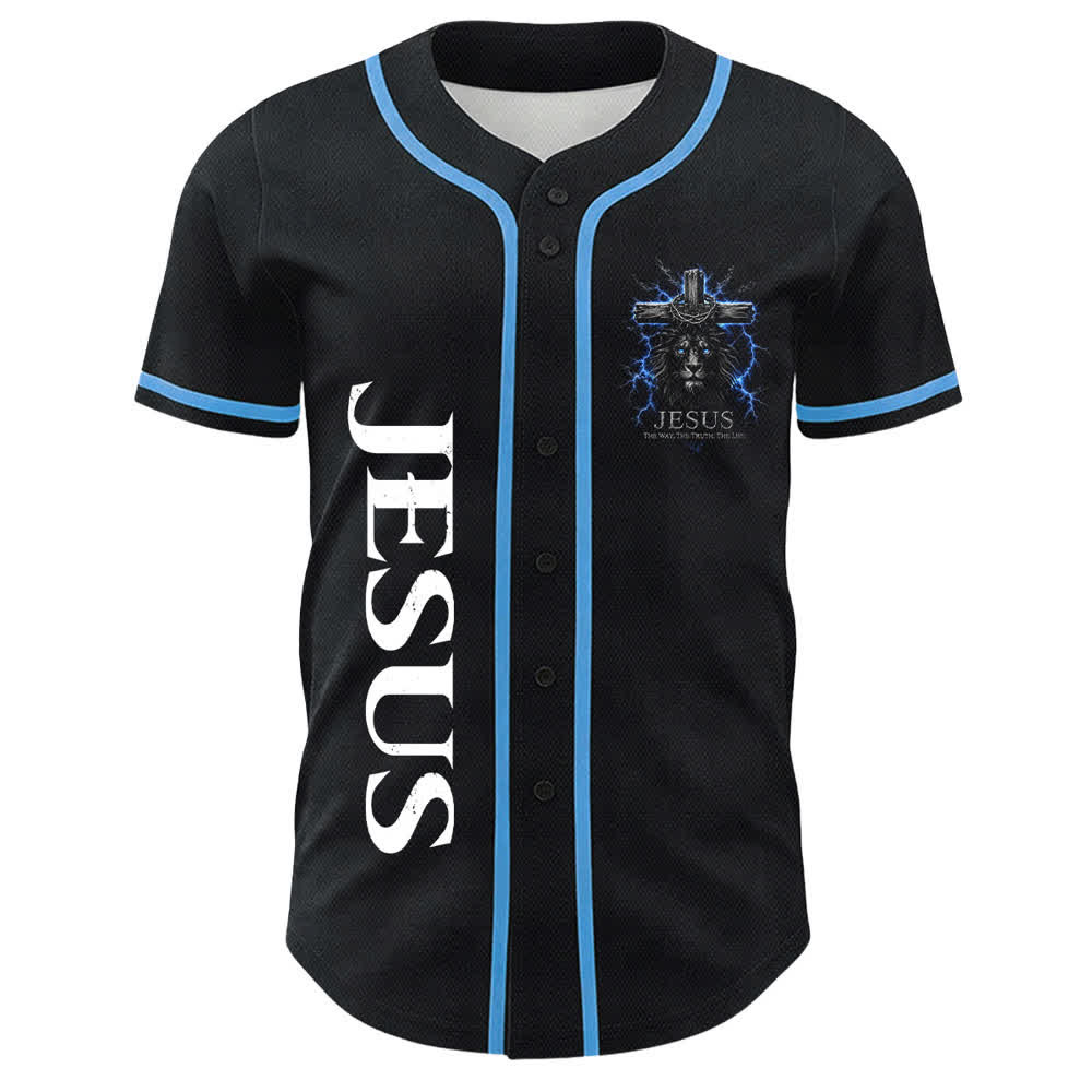 Camiseta de béisbol negra con el rayo de Jesús de Christianartworkshop - image 2