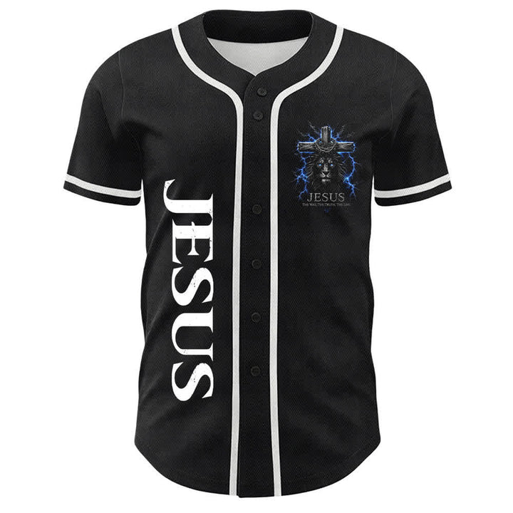 Camiseta de béisbol negra con el rayo de Jesús de Christianartworkshop - image 17