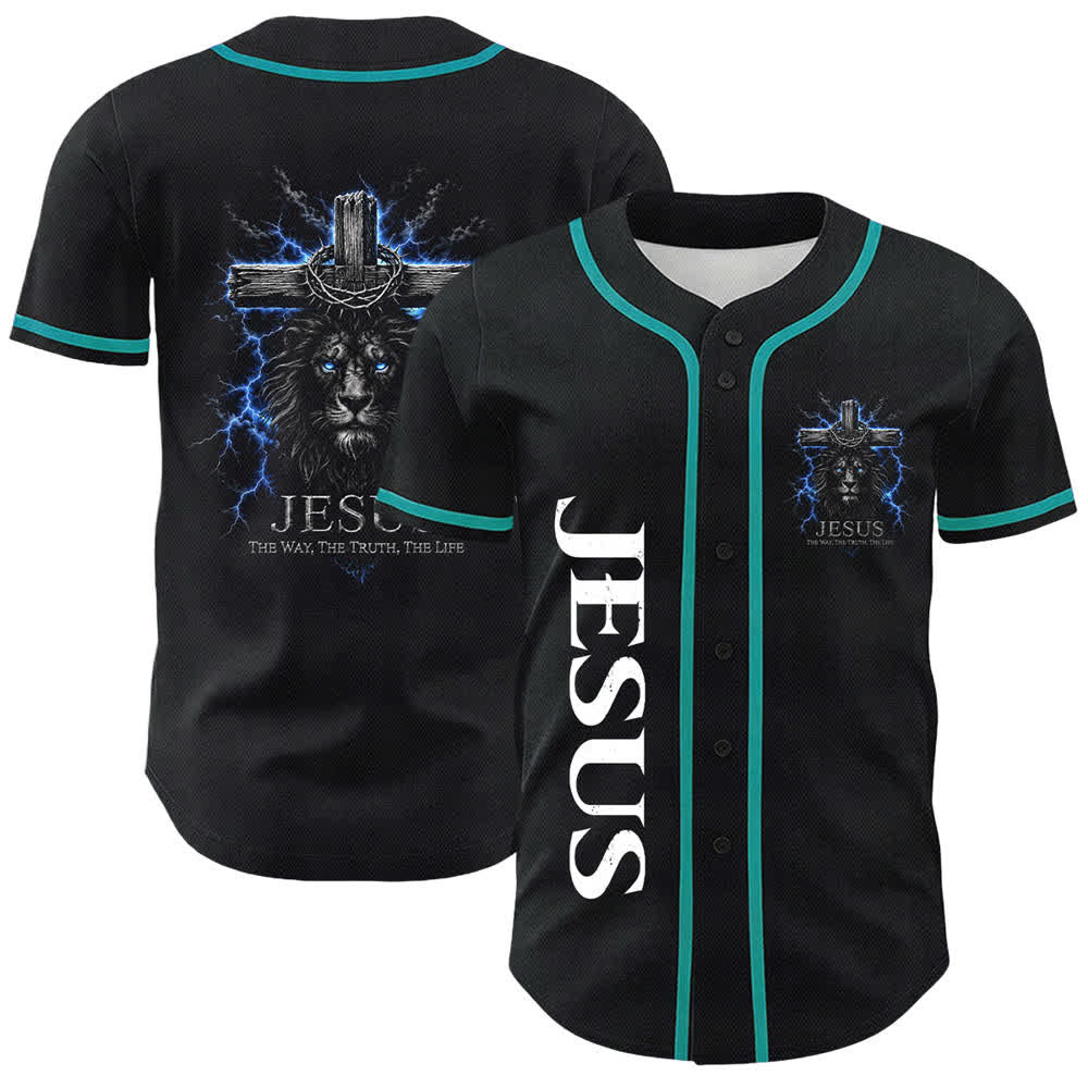 Camiseta de béisbol negra con el rayo de Jesús de Christianartworkshop - Azul del lago - 5XL - image 18