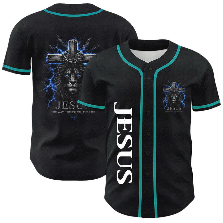 Camiseta de béisbol negra con el rayo de Jesús de Christianartworkshop - Azul del lago - 5XL - image 18
