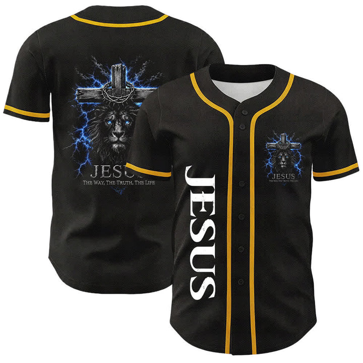 Camiseta de béisbol negra con el rayo de Jesús de Christianartworkshop - Amarillo - 5XL - image 3