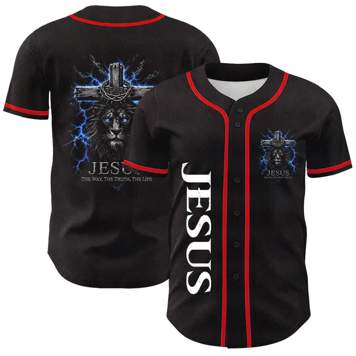 Camiseta de béisbol negra con el rayo de Jesús de Christianartworkshop - Rojo - 5XL - image 9