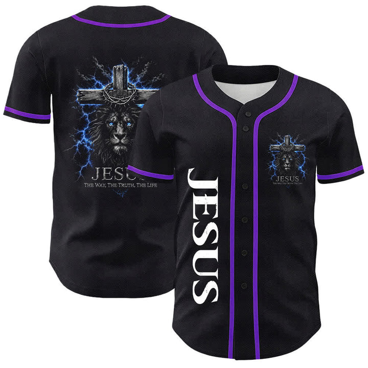 Camiseta de béisbol negra con el rayo de Jesús de Christianartworkshop - Púrpura - 5XL - image 21