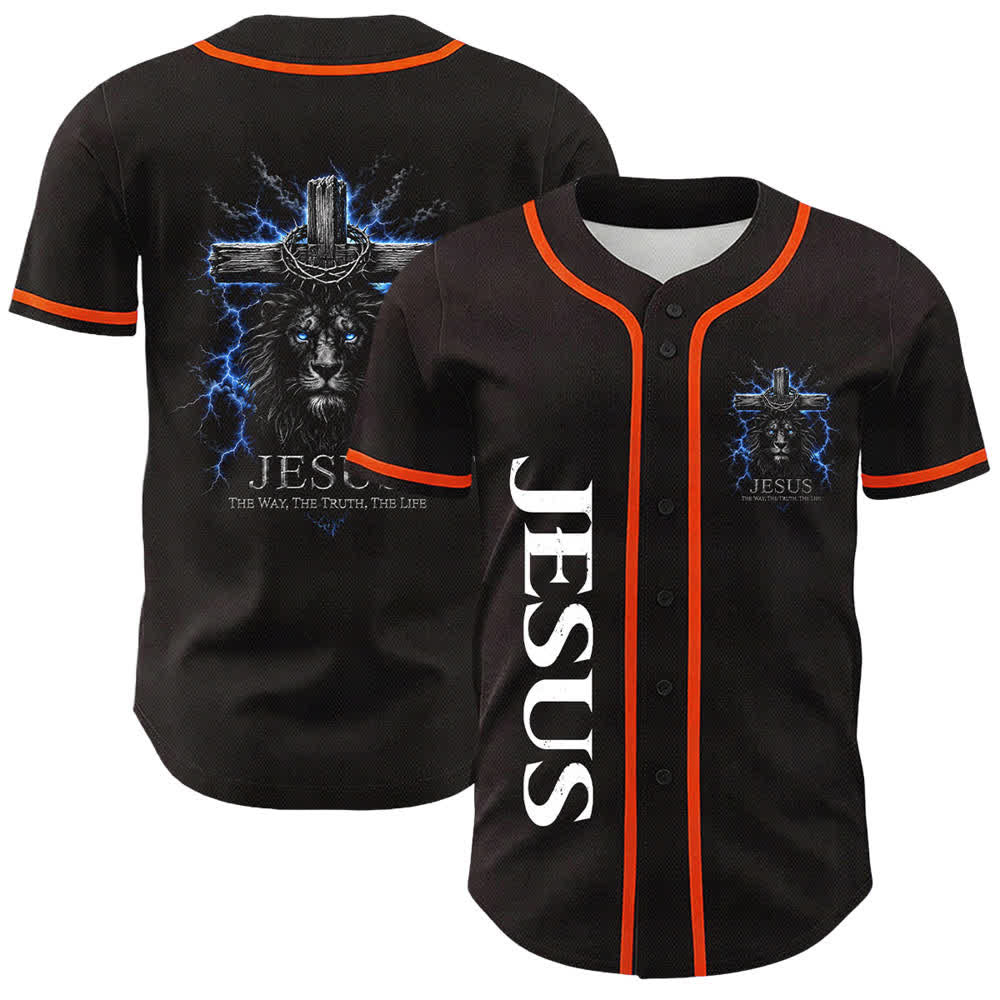 Camiseta de béisbol negra con el rayo de Jesús de Christianartworkshop - Naranja - 5XL - image 6