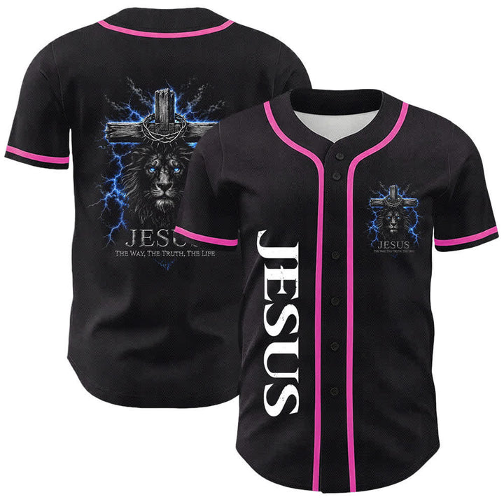 Camiseta de béisbol negra con el rayo de Jesús de Christianartworkshop - Rosa - 5XL - image 12