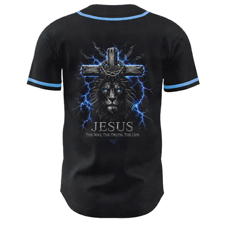 Camiseta de béisbol negra con el rayo de Jesús de Christianartworkshop - image 1