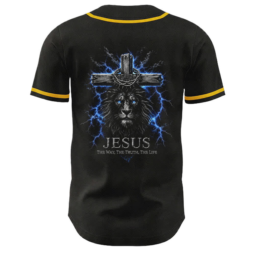Camiseta de béisbol negra con el rayo de Jesús de Christianartworkshop - image 4