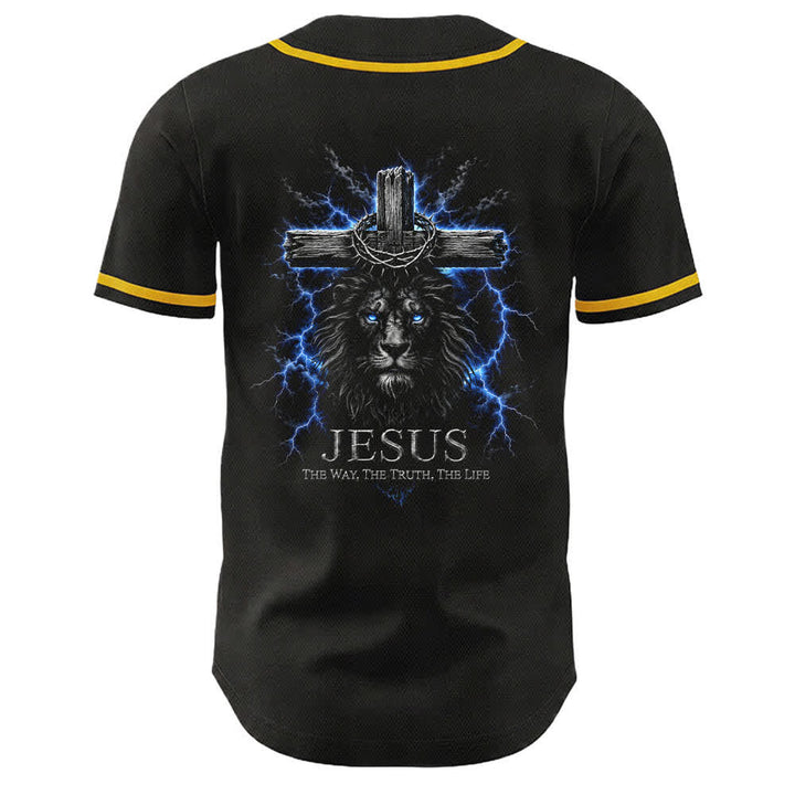 Camiseta de béisbol negra con el rayo de Jesús de Christianartworkshop - image 4