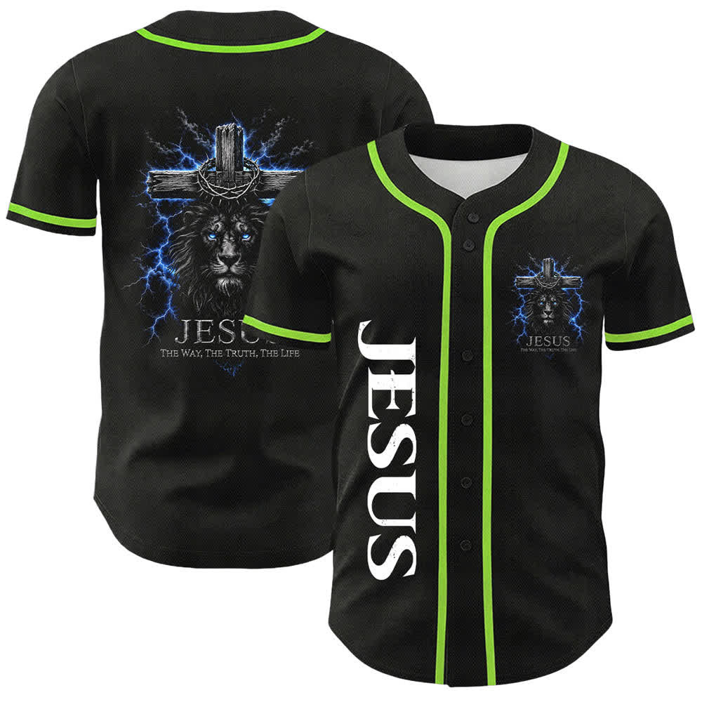 Camiseta de béisbol negra con el rayo de Jesús de Christianartworkshop - Verde - 5XL - image 24