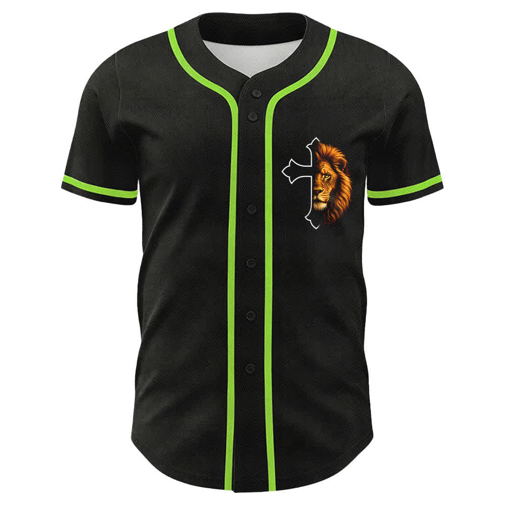Christianartworkshop León de la Fortaleza Filipenses 4:13 Camiseta de Béisbol Negra y Dorada - image 14