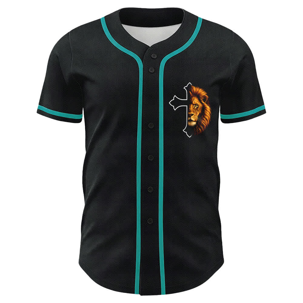 Christianartworkshop León de la Fortaleza Filipenses 4:13 Camiseta de Béisbol Negra y Dorada - image 23