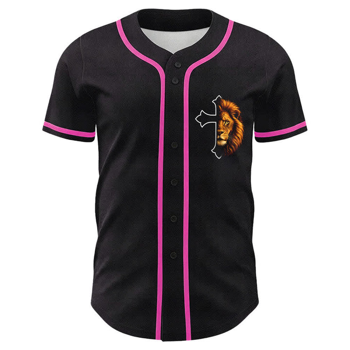 Christianartworkshop León de la Fortaleza Filipenses 4:13 Camiseta de Béisbol Negra y Dorada - image 17