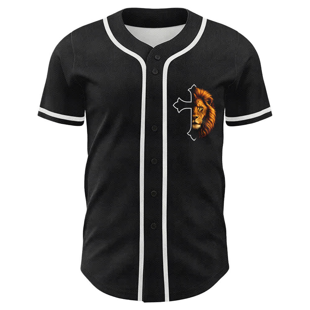 Christianartworkshop León de la Fortaleza Filipenses 4:13 Camiseta de Béisbol Negra y Dorada - image 26
