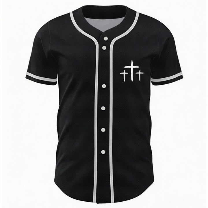 Camiseta de béisbol con ribete de contraste "Fe sobre el miedo" de Christianartworkshop - image 9