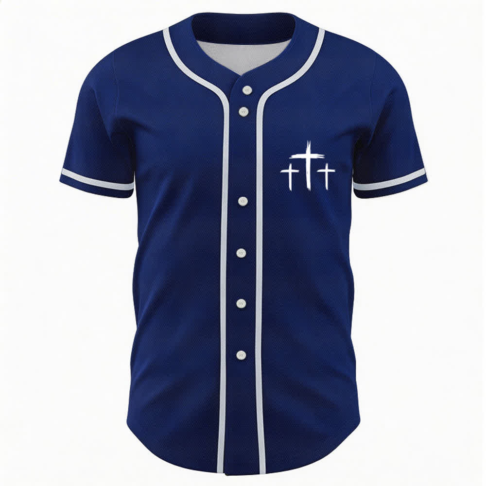 Camiseta de béisbol con ribete de contraste "Fe sobre el miedo" de Christianartworkshop - image 2