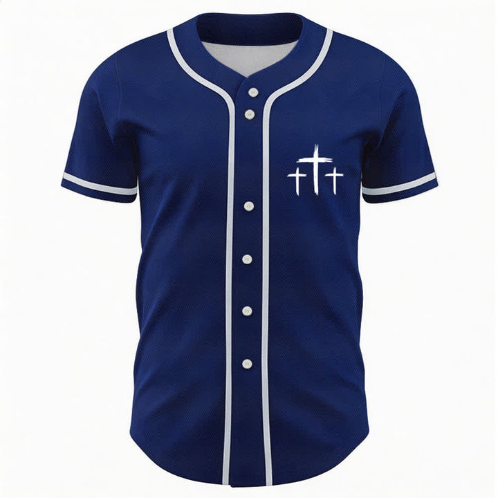 Camiseta de béisbol con ribete de contraste "Fe sobre el miedo" de Christianartworkshop - image 2