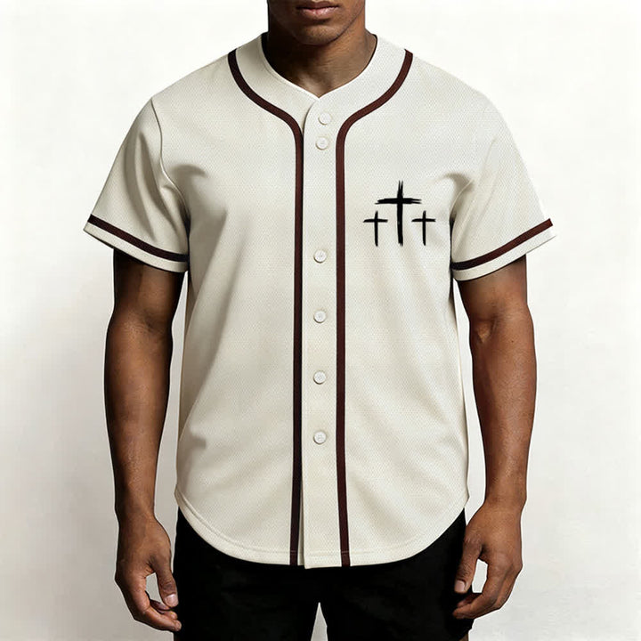 Camiseta de béisbol con ribete de contraste "Fe sobre el miedo" de Christianartworkshop - image 20