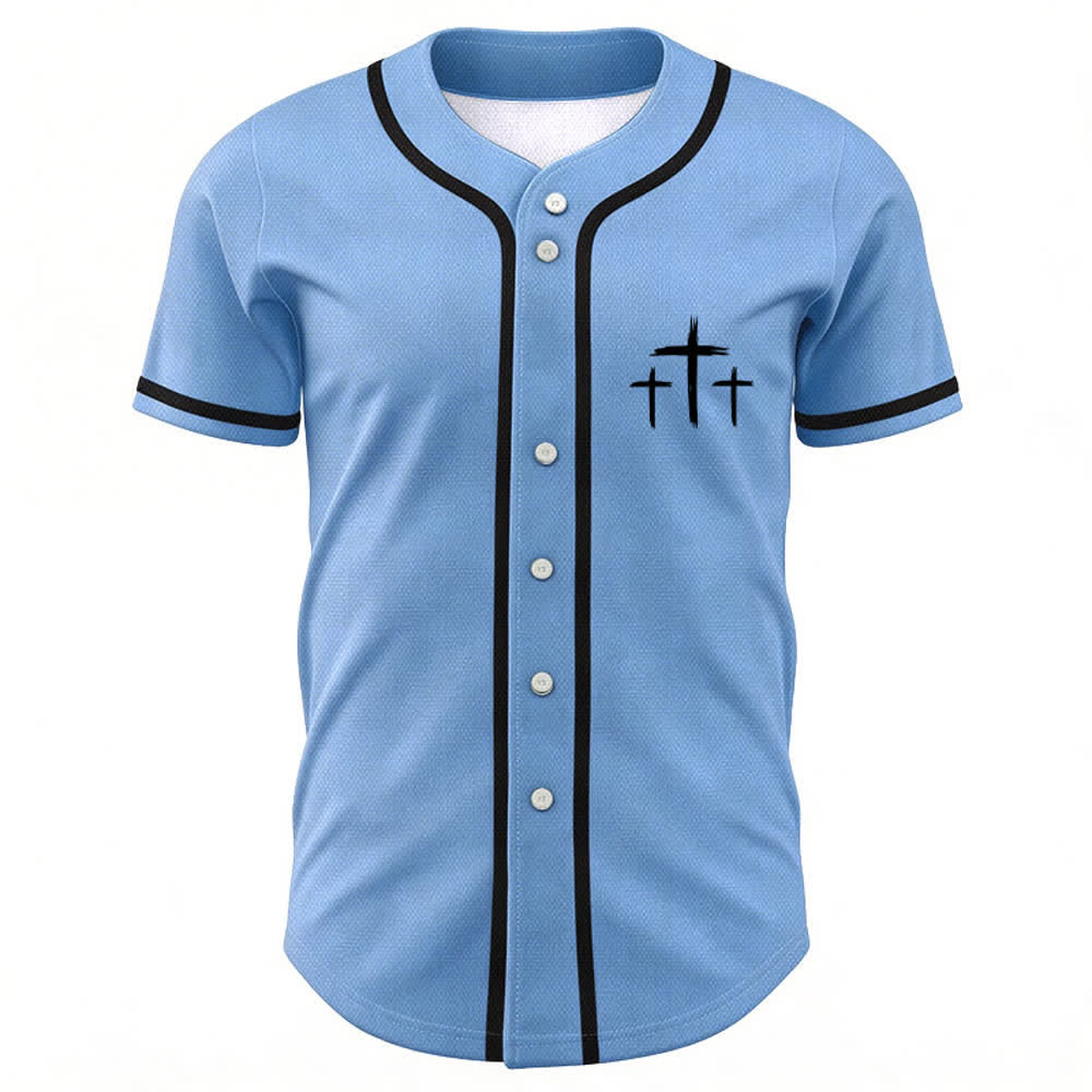 Camiseta de béisbol con ribete de contraste "Fe sobre el miedo" de Christianartworkshop - image 51