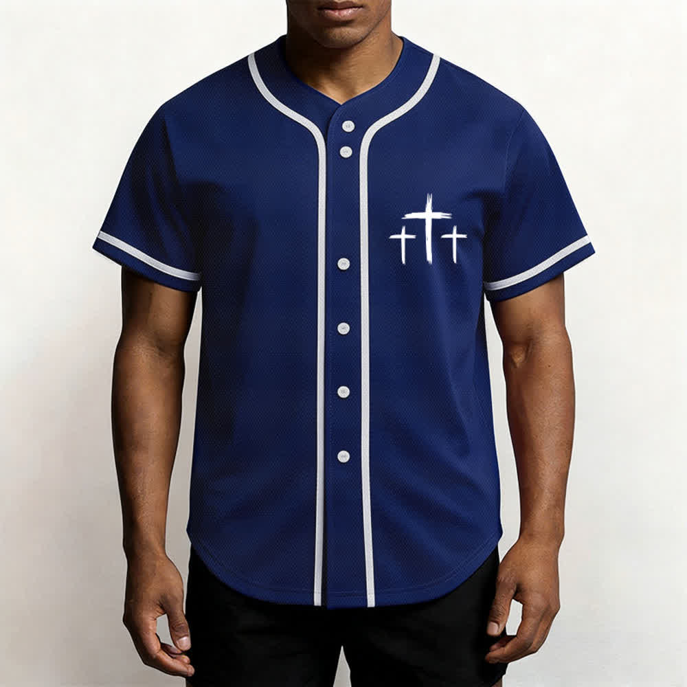 Camiseta de béisbol con ribete de contraste "Fe sobre el miedo" de Christianartworkshop - image 6