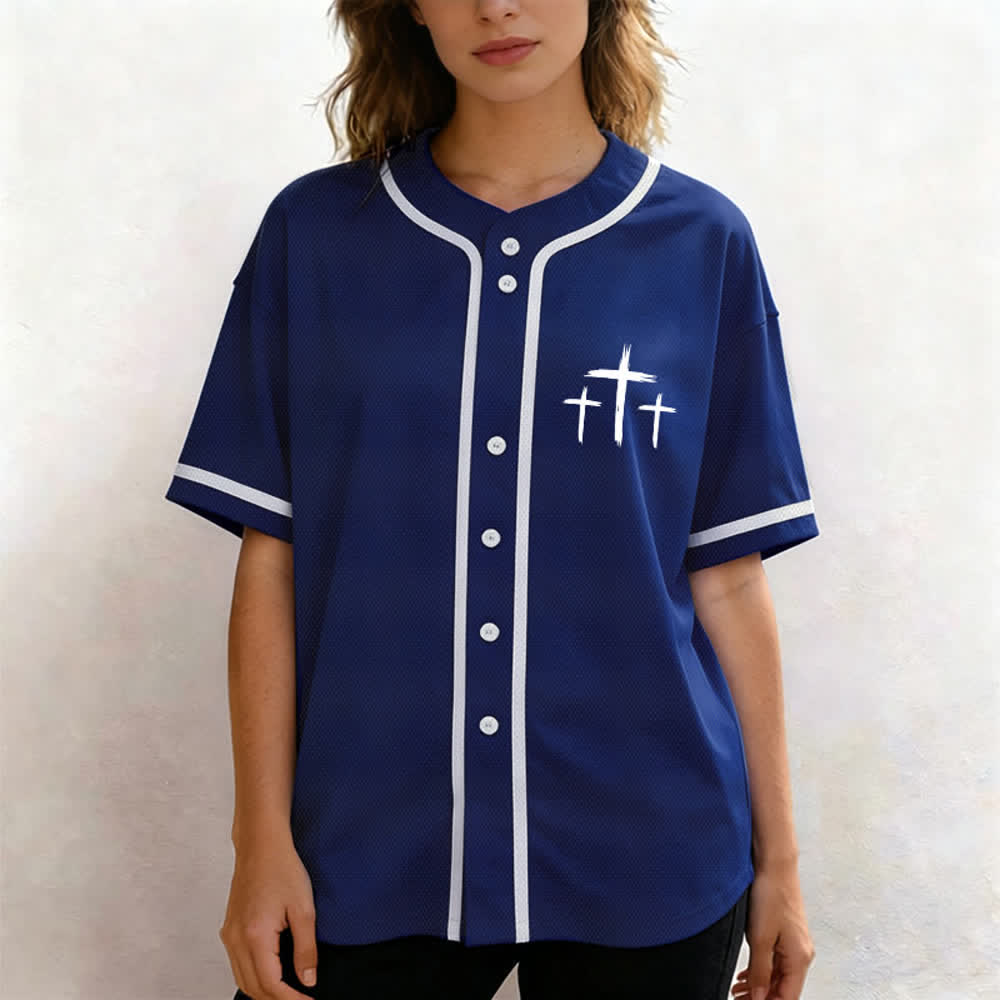 Camiseta de béisbol con ribete de contraste "Fe sobre el miedo" de Christianartworkshop - image 4