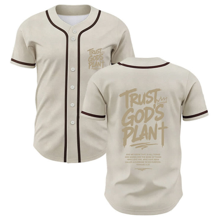Camiseta de béisbol con botones "Confía en el plan de Dios" de Christianartworkshop - Beige - 5XL - image 21