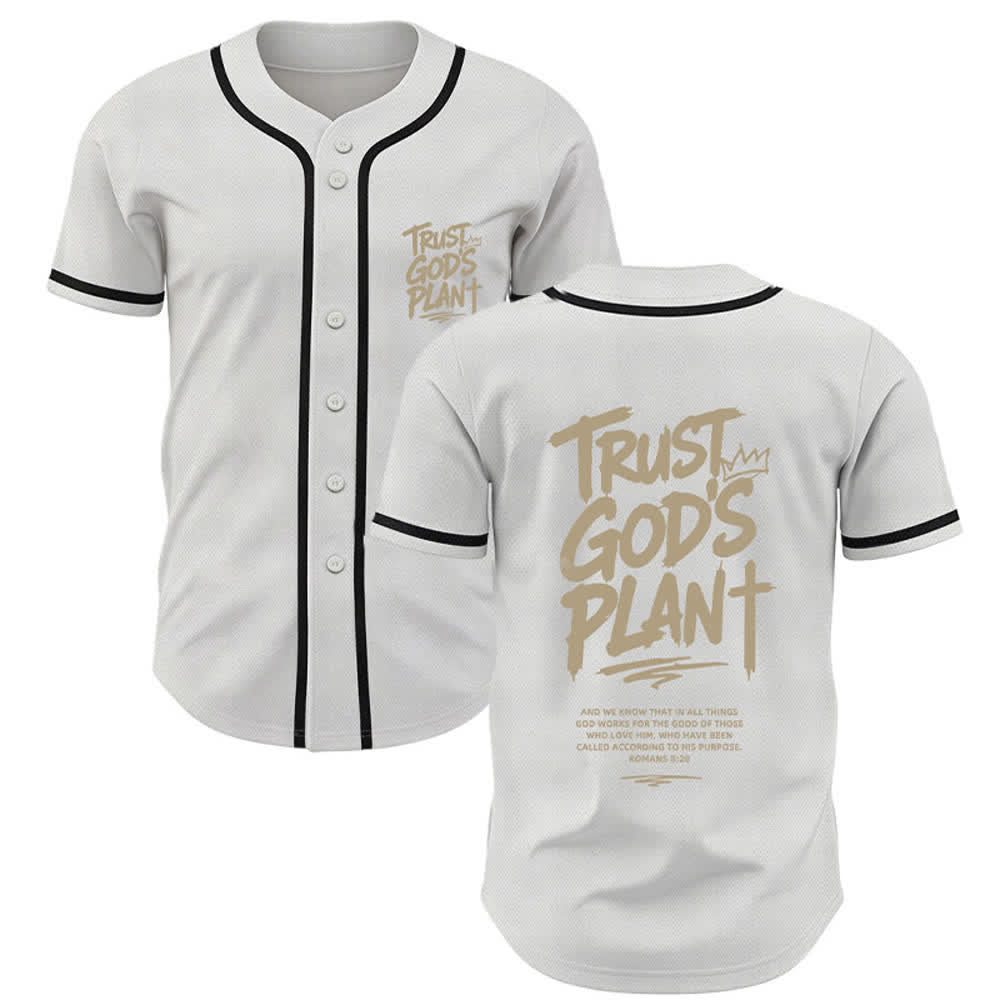 Camiseta de béisbol con botones "Confía en el plan de Dios" de Christianartworkshop - Blanco - 5XL - image 28