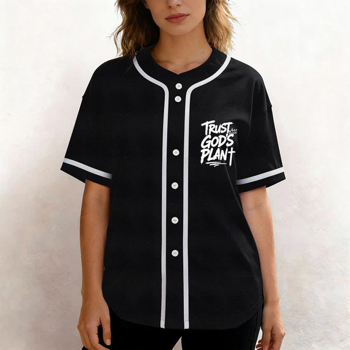 Camiseta de béisbol con botones "Confía en el plan de Dios" de Christianartworkshop - image 3