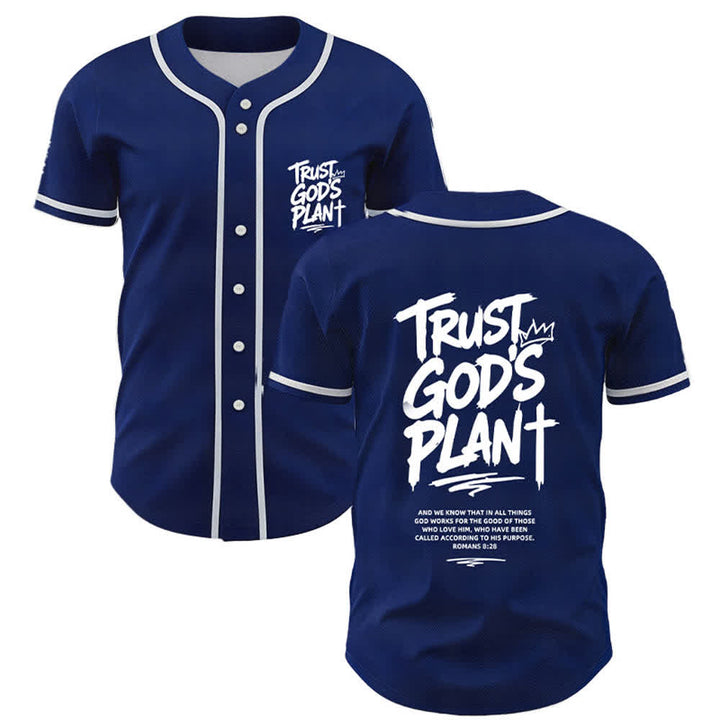 Camiseta de béisbol con botones "Confía en el plan de Dios" de Christianartworkshop - Azul marino - 5XL - image 35