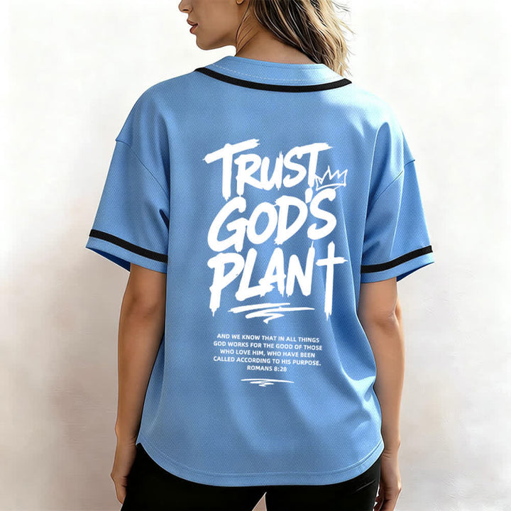 Camiseta de béisbol con botones "Confía en el plan de Dios" de Christianartworkshop - image 52