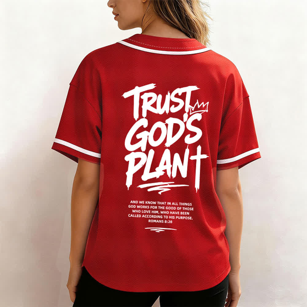Camiseta de béisbol con botones "Confía en el plan de Dios" de Christianartworkshop - image 45