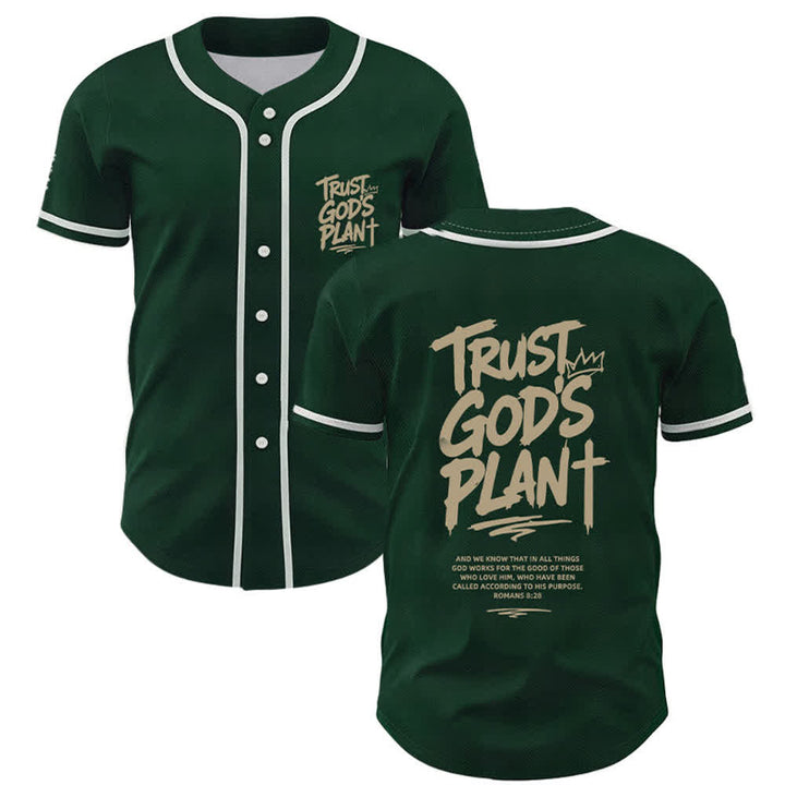 Camiseta de béisbol con botones "Confía en el plan de Dios" de Christianartworkshop - Verde - 5XL - image 14