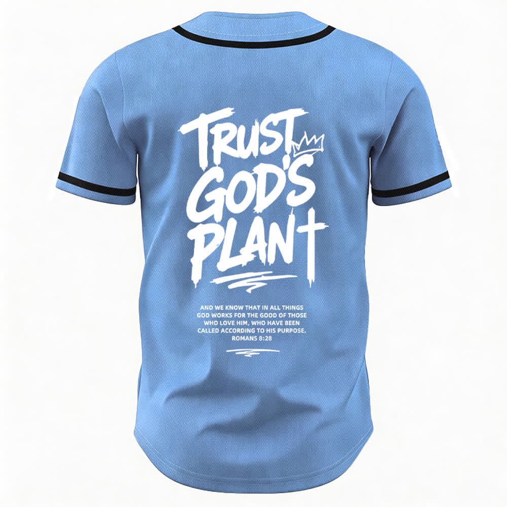 Christianartworkshop Camiseta de béisbol con botones de malla "Confía en el plan de Dios" - image 50