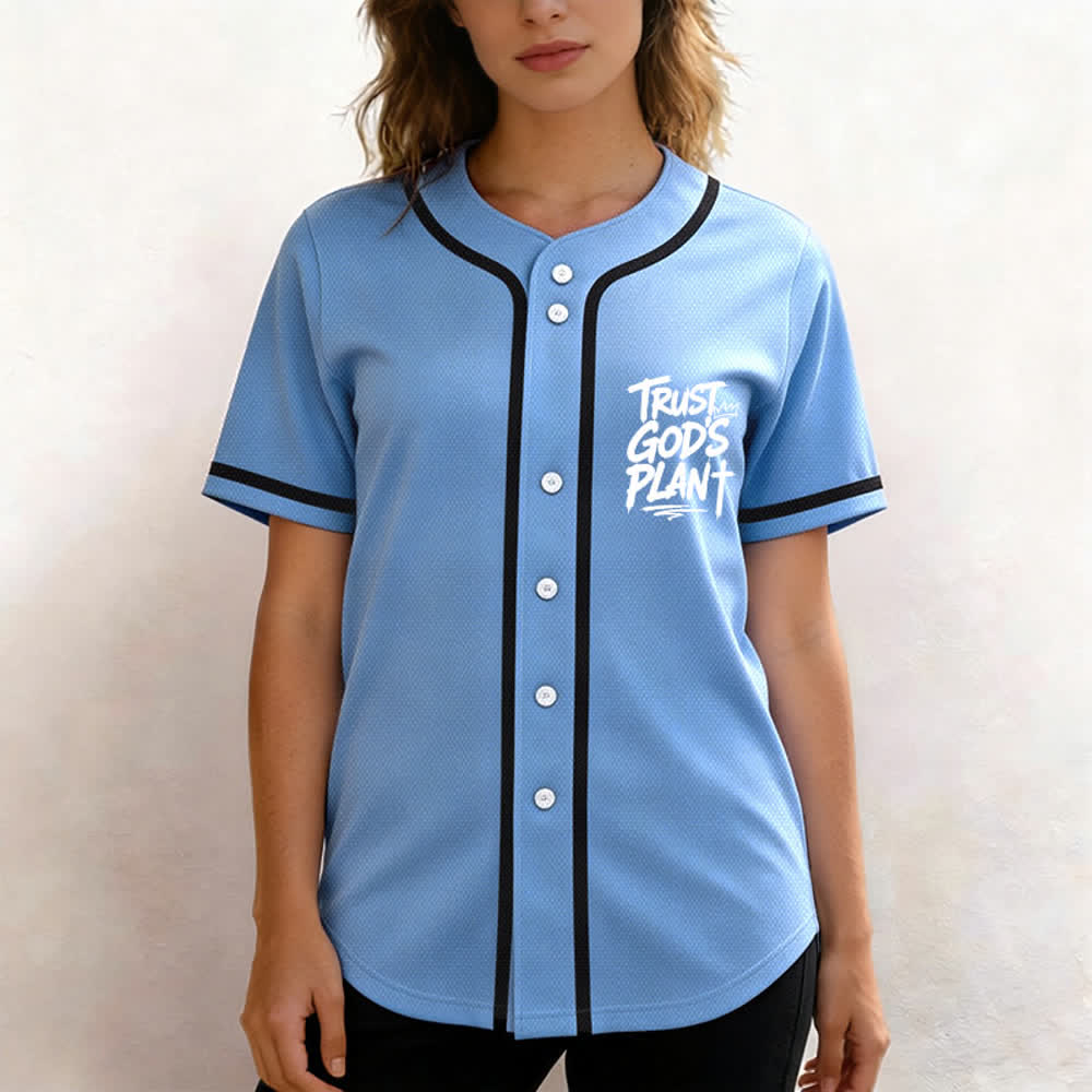 Christianartworkshop Camiseta de béisbol con botones de malla "Confía en el plan de Dios" - image 53