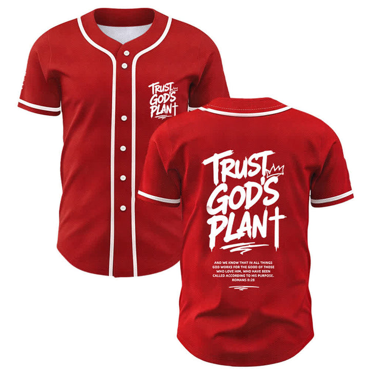 Camiseta de béisbol con botones "Confía en el plan de Dios" de Christianartworkshop - Rojo - 5XL - image 42
