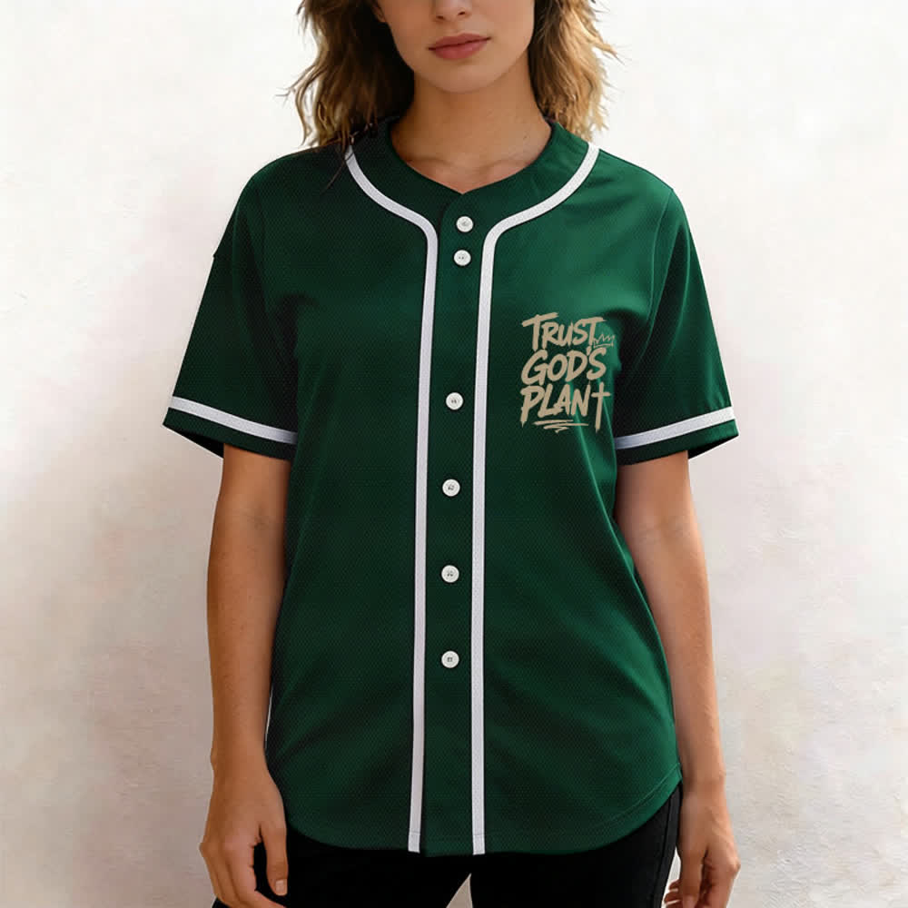 Christianartworkshop Camiseta de béisbol con botones de malla "Confía en el plan de Dios" - image 18