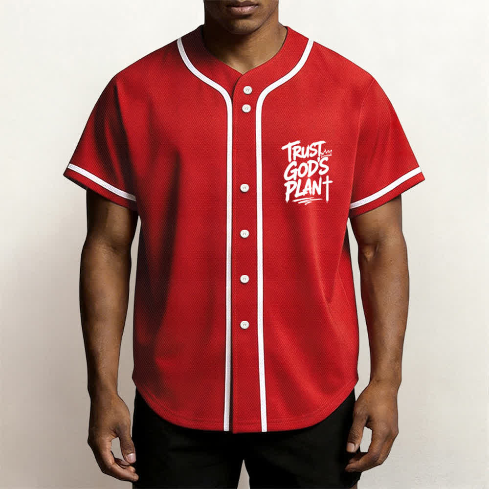 Christianartworkshop Camiseta de béisbol con botones de malla "Confía en el plan de Dios" - image 48